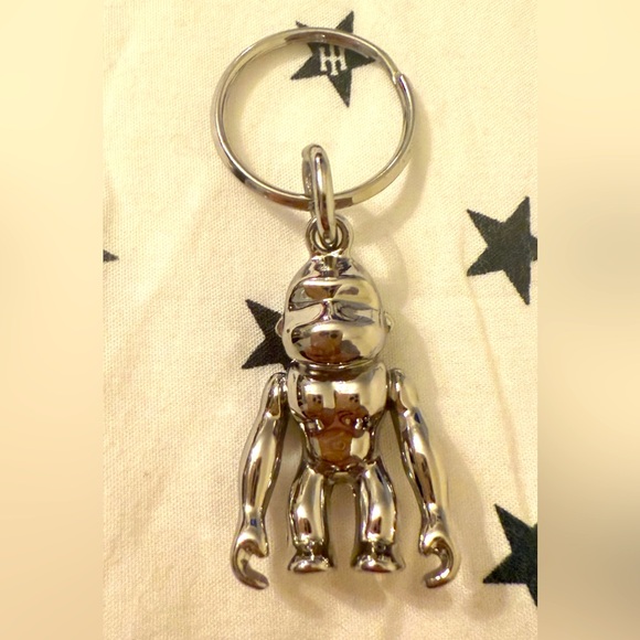 Kipling Silver Metal Monkey Key Chain Ring Bag Charm Fob (m1) - Picture 1 of 3